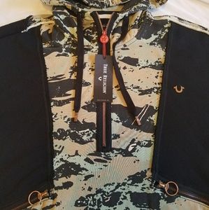True Religion Camo Blocked Knit Anorak Mens size X